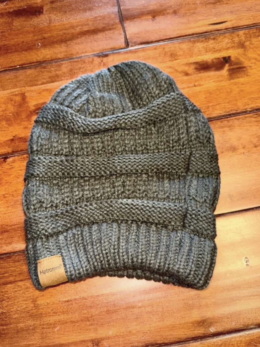 NWOT- Hatromm Charcoal Gray Slouchy Textured Knit Beanie Hat